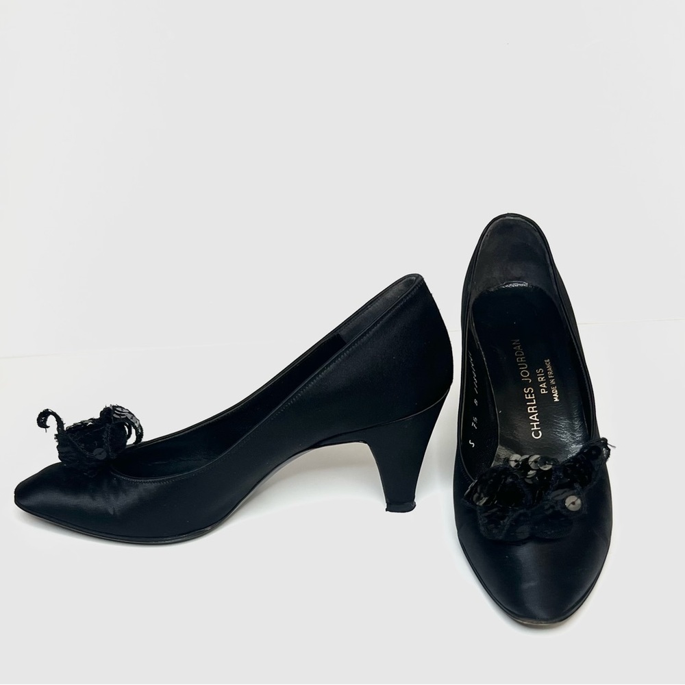 Vintage Charles Jourdan Paris Satin Pumps View 6